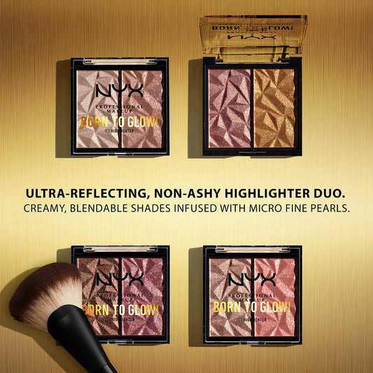 NYX Professional Makeup Born to Glow Highlighter Duo, High Key Flex, 0.07 oz