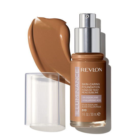 Revlon Illuminance Skin-Caring Foundation, Medium, 513 Brown Suede, 1 fl oz.