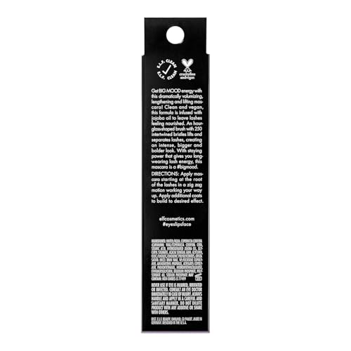 e.l.f. Big Mood Mega Volume & Lifting Mascara, Black, 0.36 oz