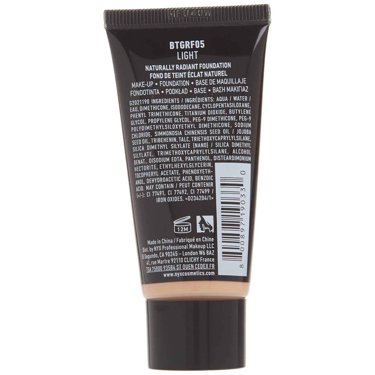 NYX Professional Makeup Born To Glow Naturally Radiant Foundation, Medium Coverage, Light