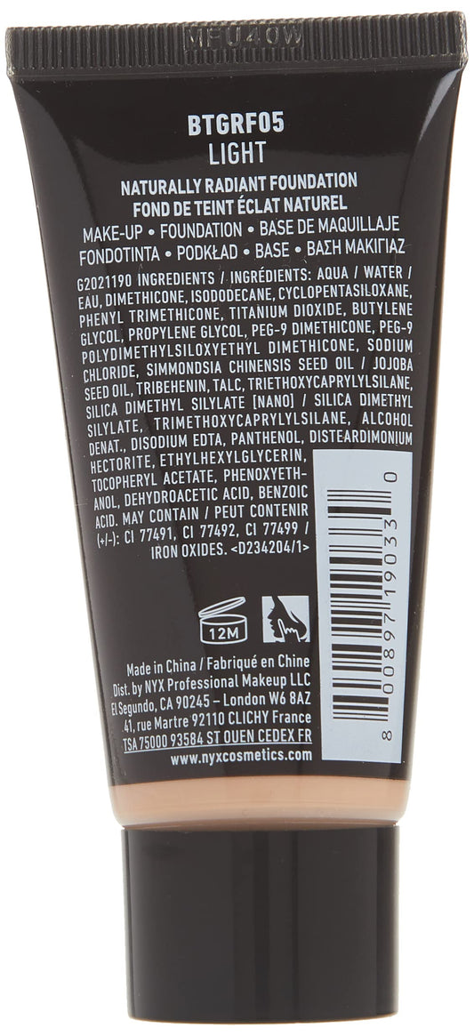 NYX Professional Makeup Born To Glow Naturally Radiant Foundation, Medium Coverage, Light