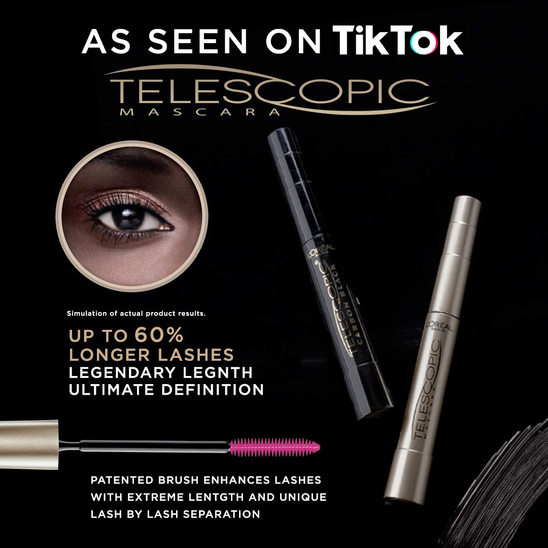L'Oreal Paris Telescopic Original Washable Intense Lengthening Mascara, Black, 0.27 fl. oz.