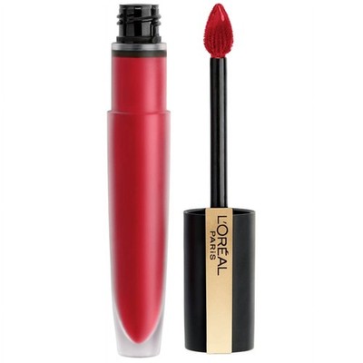 Tinte labial ligero mate L'Oréal Paris Rouge Signature, alta pigmentación, no me gusta