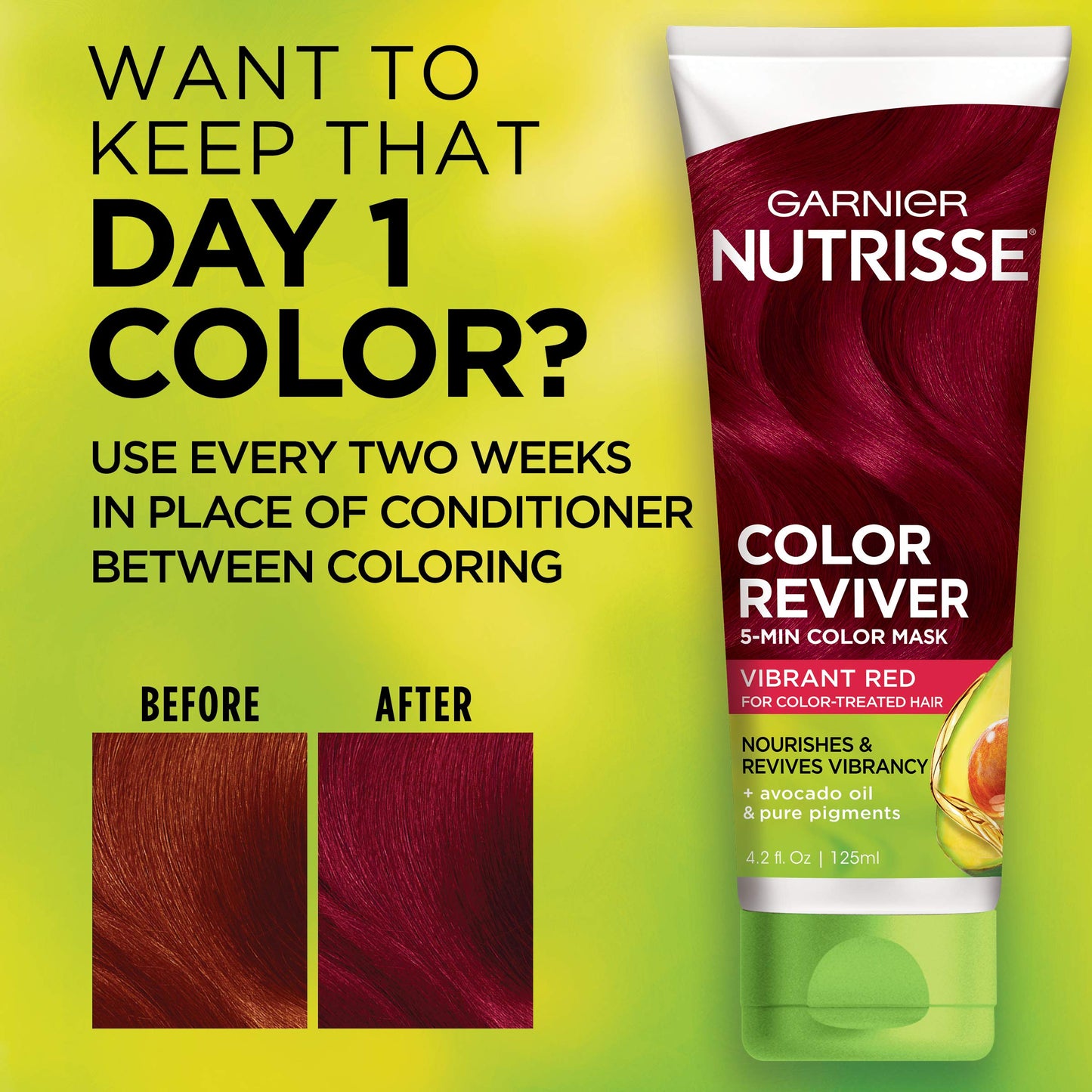 Garnier Nutrisse Color Reviver 5 Min Color Mask, Vibrant Red, 4.2 fl oz