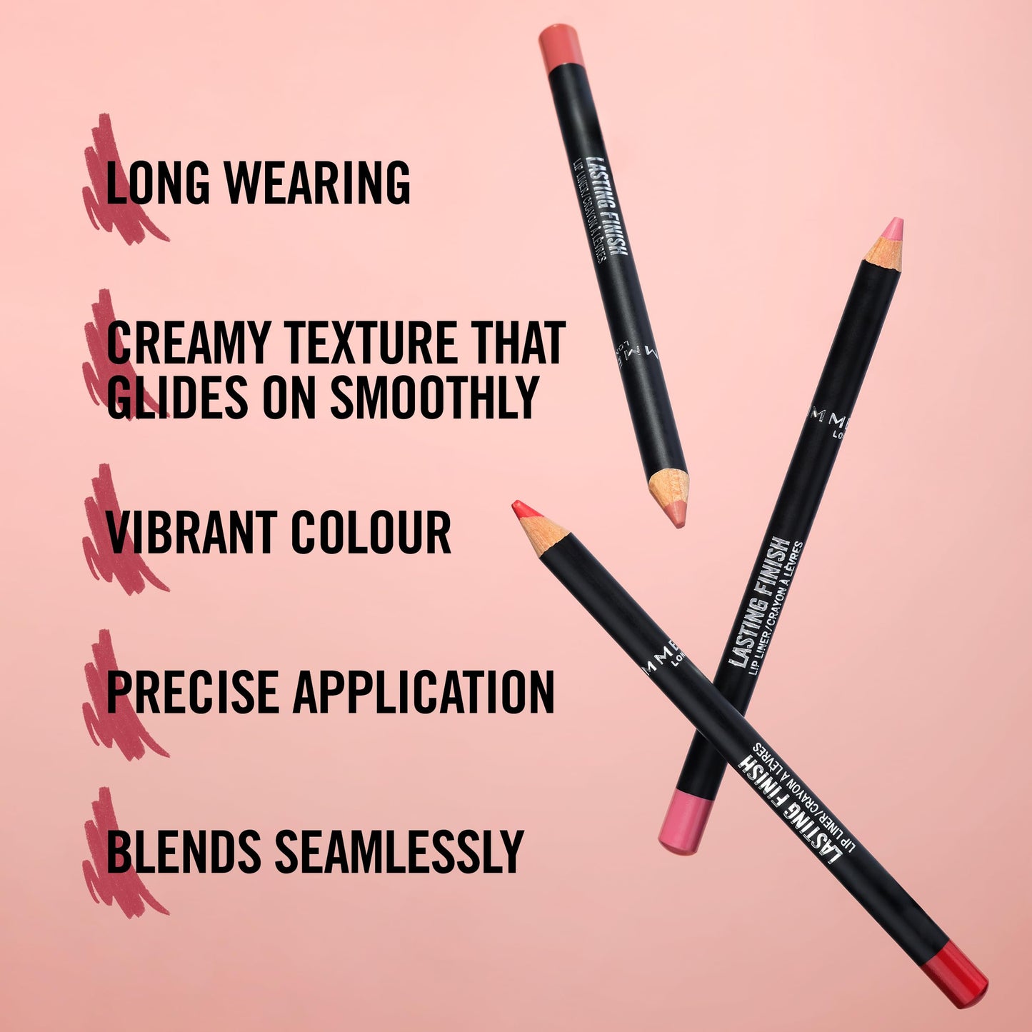 Rimmel Lasting Finish 8HR Soft Lip Liner Pencil - Vibrant, Blendable Formula to Lock Lipstick in Place for 8 Hours - 120 Pink Candy, .04oz,Pack of 1