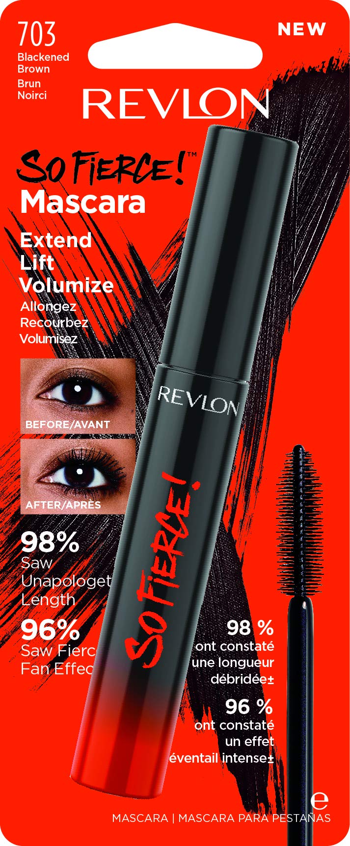 Revlon So Fierce! Length and Volume Mascara, 24hr Wear, 703 Blackened Brown