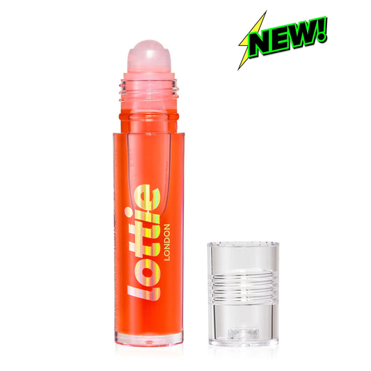 Lottie London Roller Glaze O.J, Rollerball pH Color Changing Lip Oil in Orange, 0.23 fl oz