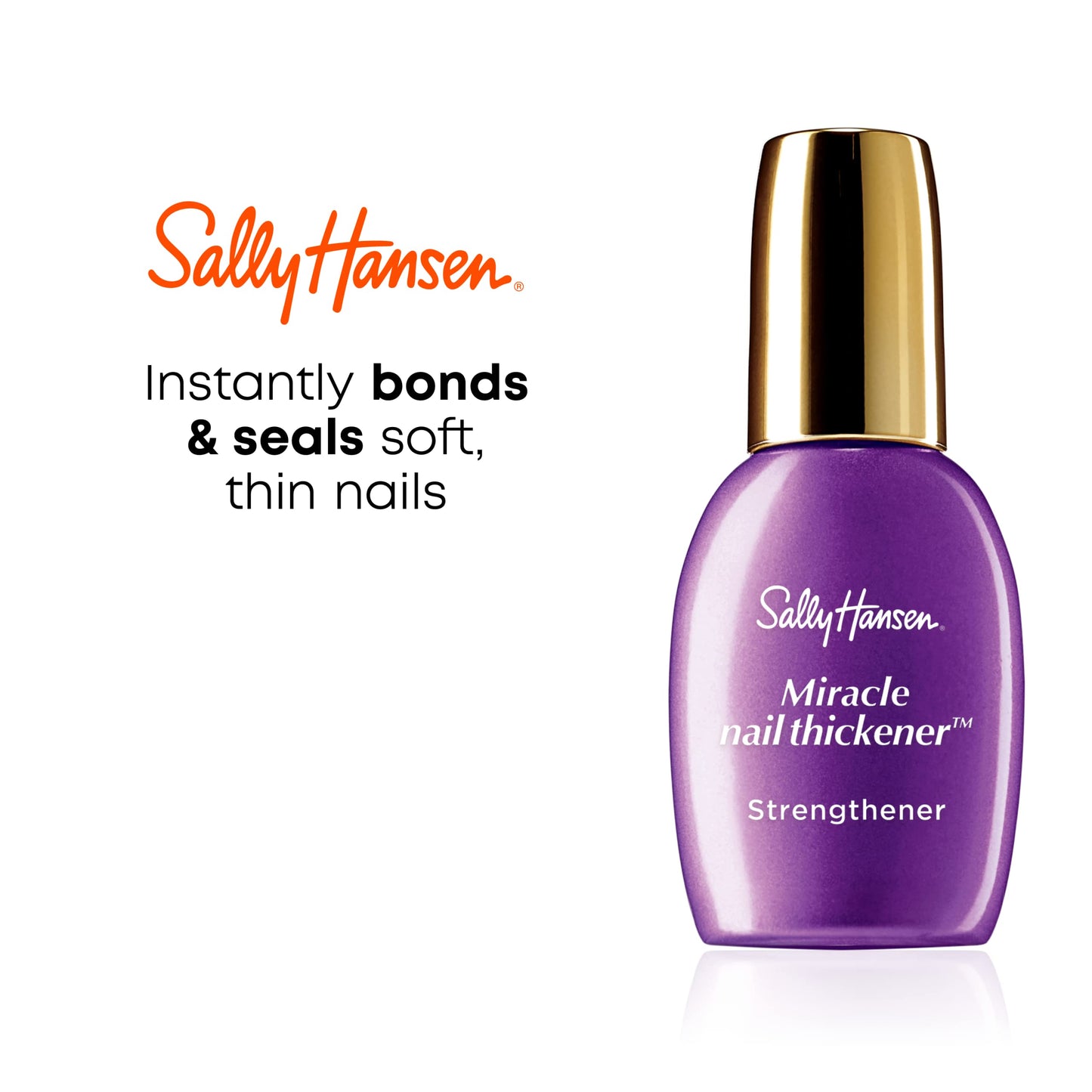 Sally Hansen Miracle Nail Thickener, Nail Growth Serum, Protects Nails, 0.45 Oz , Nail Hardener, Nail Strengthener, Bonds and Seals Thin and Weak Nails, Ceramic Gel Formula