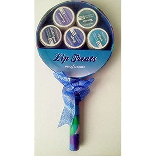 Profusion Lip Treats ~ Set of 5 Lip Balms Blue Lolipop Shape
