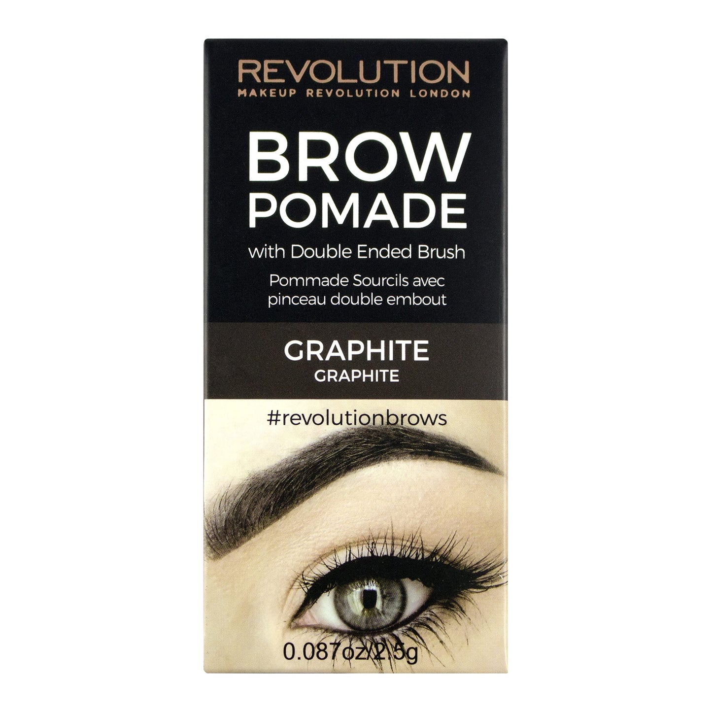 Makeup Revolution Brow Pomade, Waterproof Eyebrow Pomade, Long Lasting With Extreme Hold, Smudge-Proof, Vegan & Cruelty Free, Graphite, 2.5g