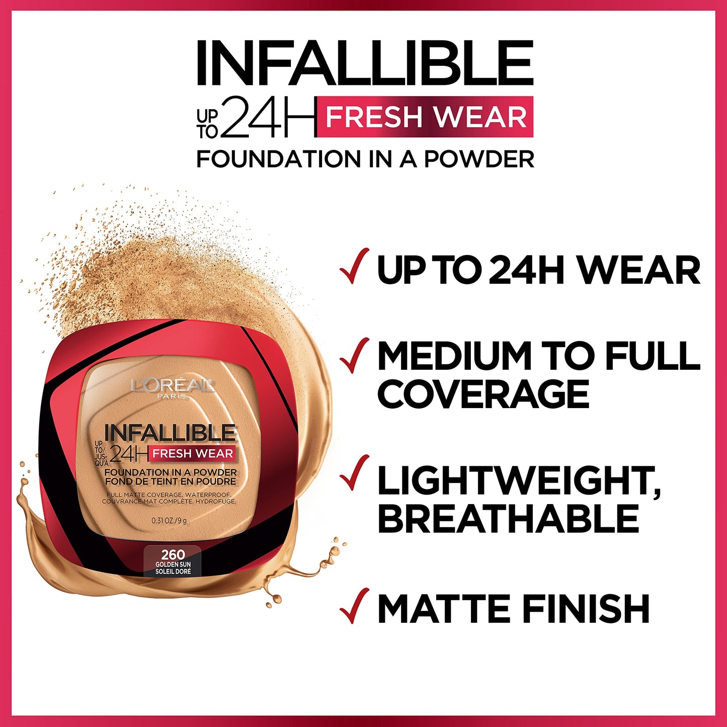 L'Oreal Paris Infallible Fresh Wear Liquid Foundation, 375 Deep Amber, 1 fl oz