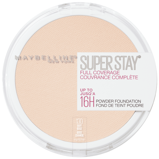 Maybelline Super Stay Full Coverage Powder Foundation Makeup, Matte Finish, Buff Beige, 0.21 fl. oz.