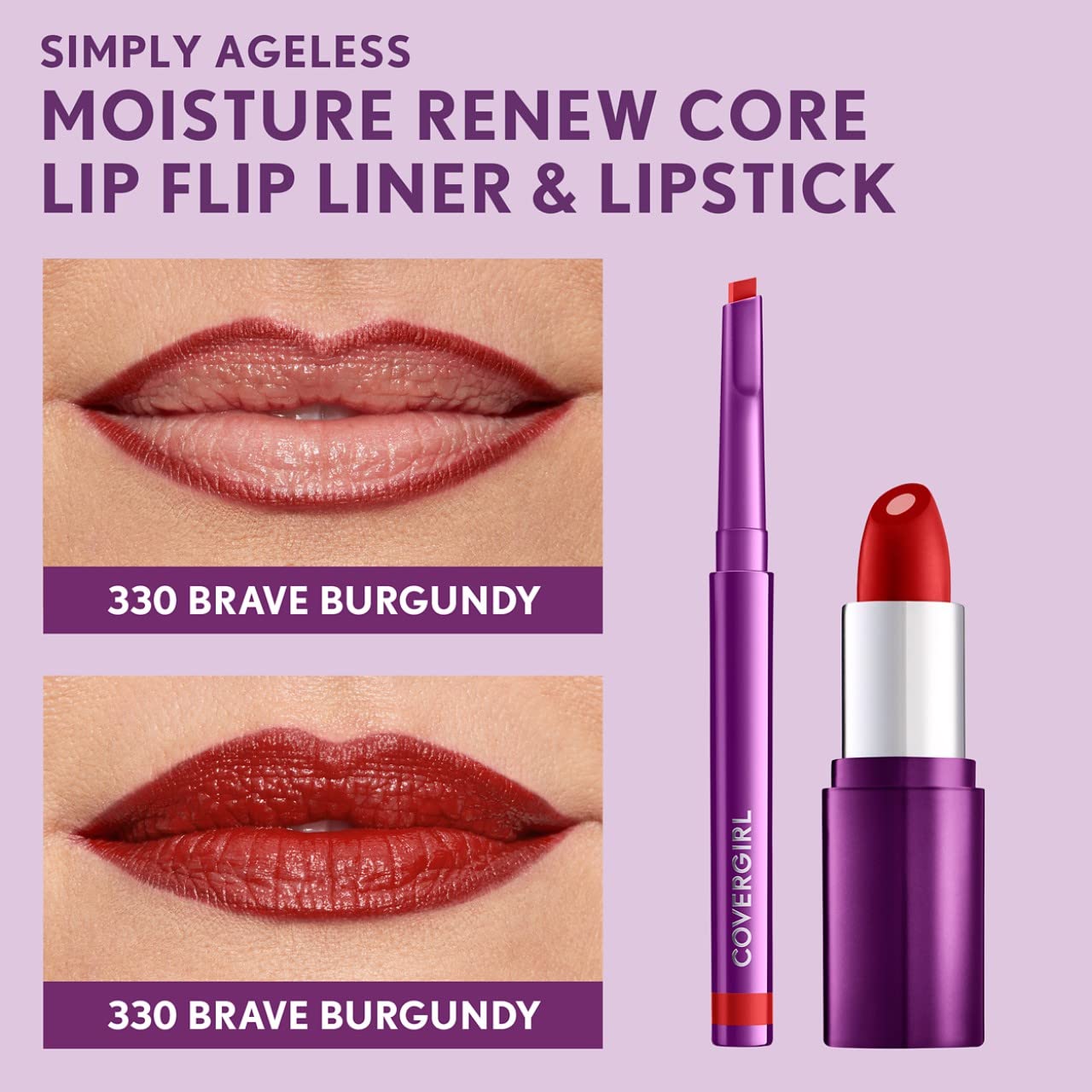 CoverGirl Simply Ageless Lip Flip Liner - Long Lasting - Brave Burgundy