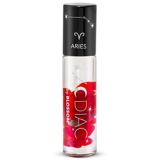 Blossom Zodiac Sign Vanilla Scented Moisturizing Roll-On Lip Gloss with Crystals, Made in USA, 0.20 fl. oz./5.9ml, Aries