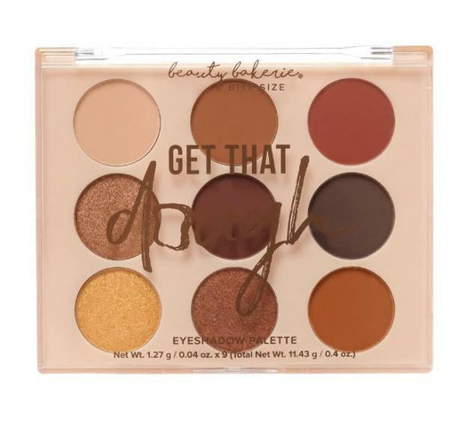 Beauty Bakerie Cosmetics Highly Pigmented Eye Shadow Makeup Palette, Sparkly/Glitter/Shimmer/Metallic/Matte Eyeshadow Look, Vegan, Cruelty-Free, Paraben-Free, 9 Shades, Get that Dough