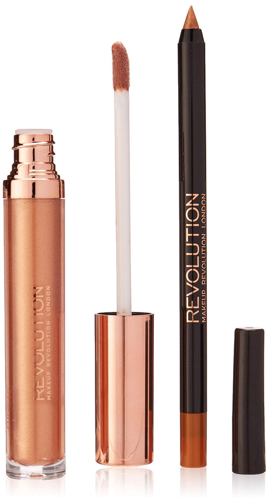 Makeup Revolution Retro Luxe Metallic Lip Kit, Empress, 5.5ml