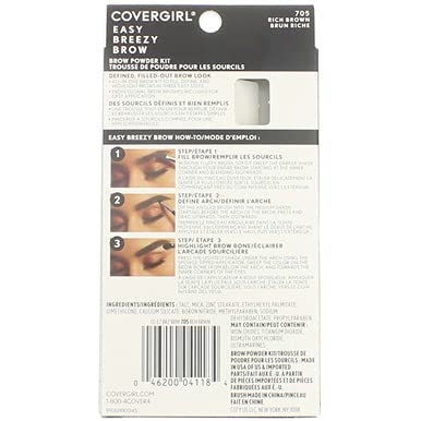 COVERGIRL Easy Breezy Brow Powder Kit, 705 Rich Brown