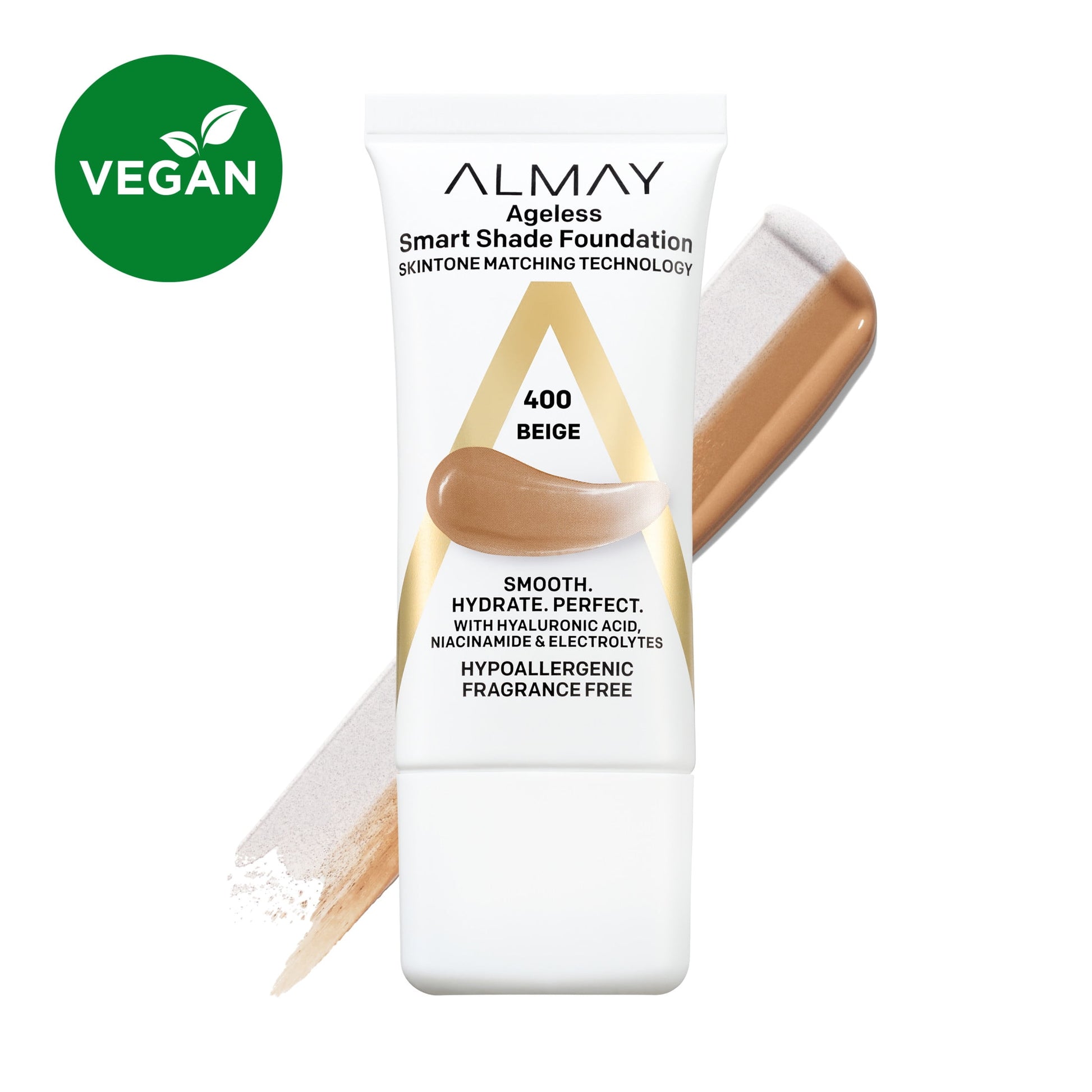Almay Ageless Smart Shade Liquid Foundation Makeup, Hypoallergenic, 400 Beige, 1 fl oz
