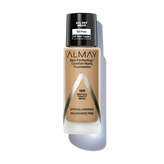 Almay Skin Perfecting Comfort Matte Liquid Foundation, 180 Neutral Toasty Beige, 1 fl oz