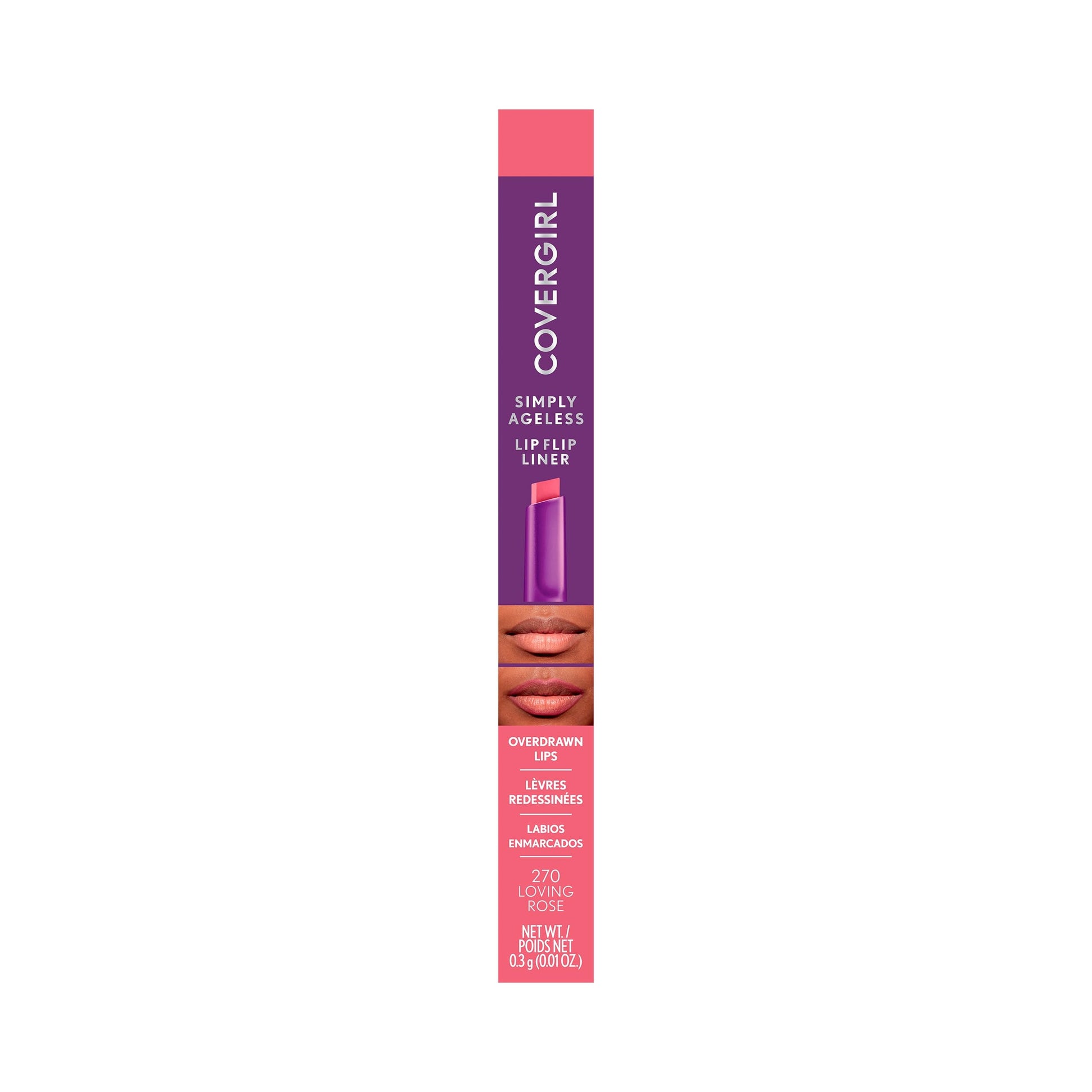 CoverGirl Simply Ageless Lip Flip Liner - Long Lasting Lip Liner - Loving Rose