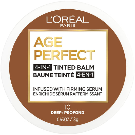 L'Oreal Paris Age Perfect Balm Foundation Makeup, D10 Deep, 0.609 fl oz