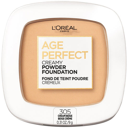 L'Oreal Paris Age Perfect Creamy Pressed Powder Foundation, Cream Beige, 0.31 oz