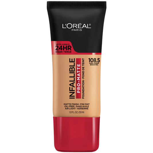 L'Oreal Paris Infallible Pro-Matte Blendable Foundation, Oil Free, 108.5 Honey Bisque, 1 fl. oz.
