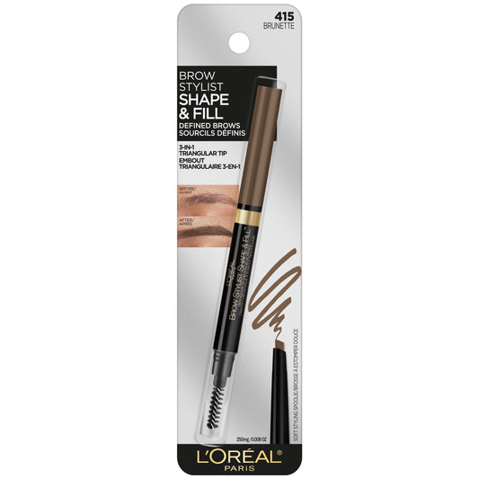 L'Oreal Paris Stylist Shape and Fill Mechanical Eyebrow Makeup Pencil, Brunette