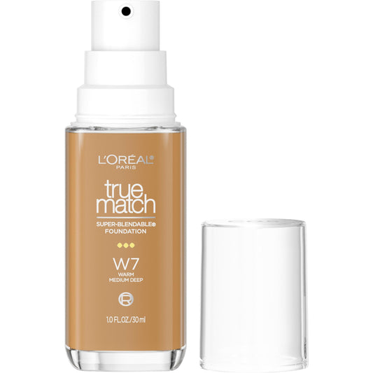 L'Oreal Paris True Match Super-Blendable Foundation, medium coverage, W7, Medium Deep, 1 fl oz