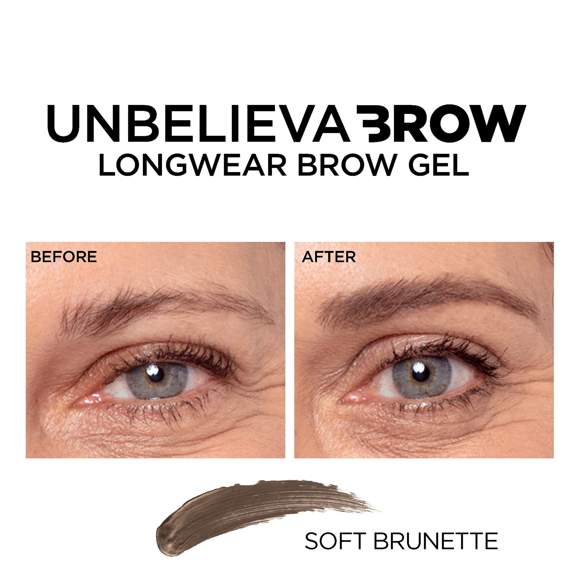 L'Oreal Paris Unbelieva-Brow Longwear Waterproof Tinted Brow Gel, Soft Brunette