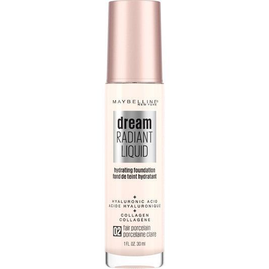 Maybelline Dream Radiant Liquid Medium Coverage Hydrating Foundation, Fair Porcelain, 1 fl. oz.
