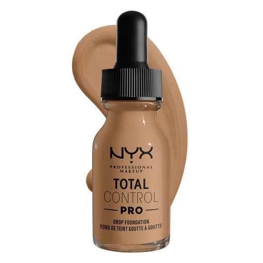 NYX Professional Makeup Total Control Pro Drop Foundation, Skin-true buildable coverage, clean vegan formula, Caramel