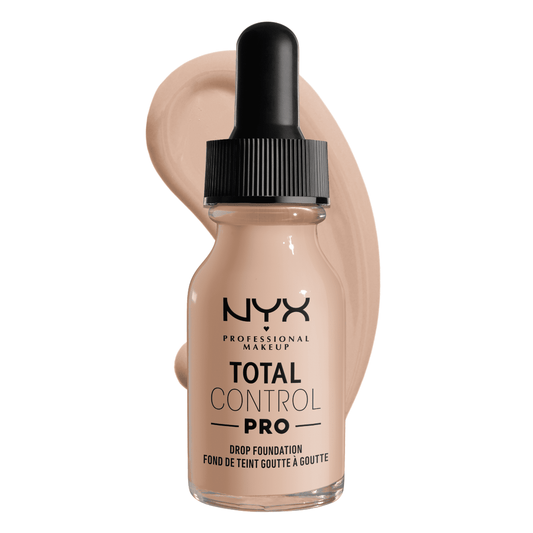 NYX Professional Makeup Total Control Pro Drop Foundation, Skin-true buildable coverage, clean vegan formula, Porcelain