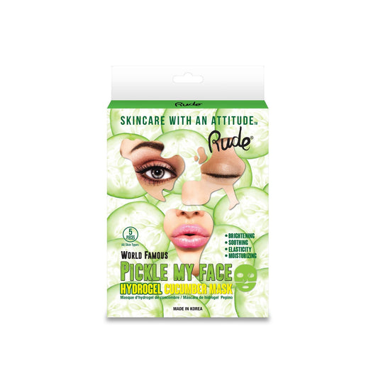 RUDE Pickle My Face Hydrogel Cucumber Mask, Pack of 5