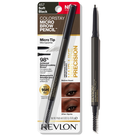Revlon ColorStay Micro Waterproof and Long Wearing Eyebrow Pencil, 457 Soft Black, 0.003 oz