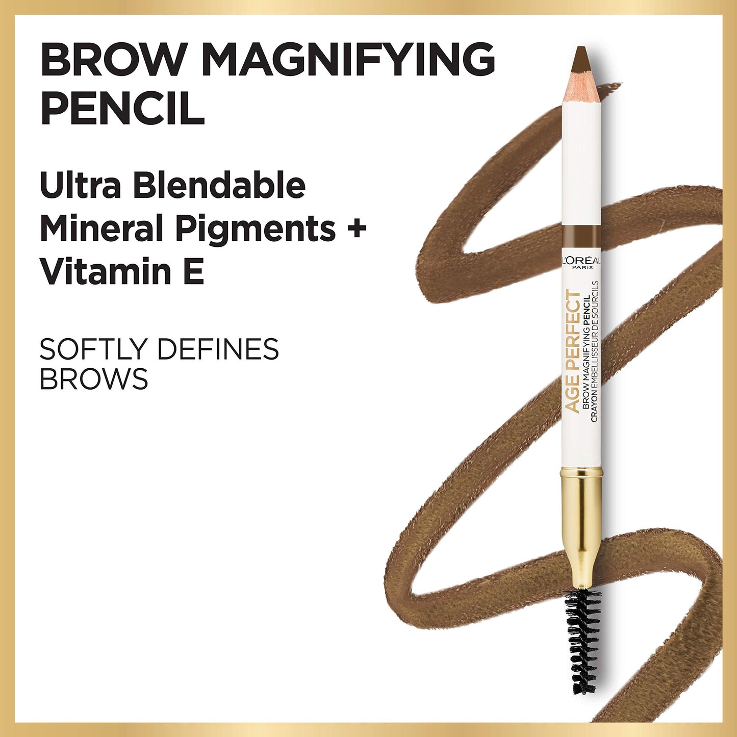 L'Oreal Paris Age Perfect Brow Magnifying Pencil, Deep Brown, 0.02 oz.