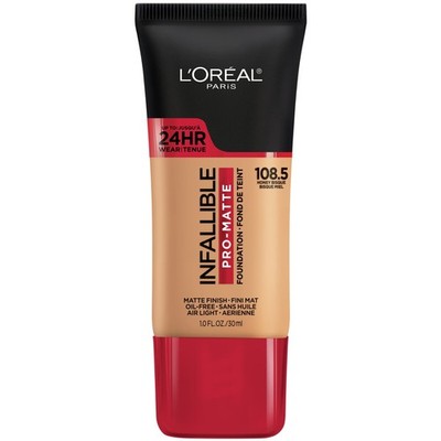 L'Oreal Paris Infallible Pro-Matte Foundation, 108.5 Honey Bisque, 1 fl. oz.
