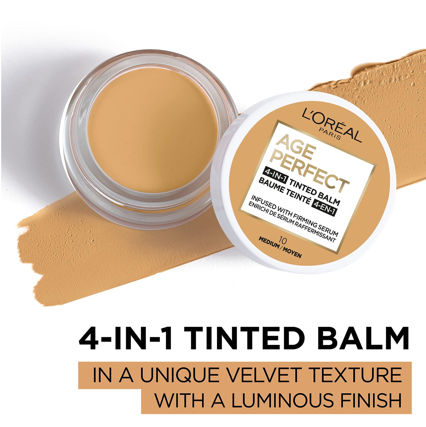 L'Oreal Paris Age Perfect Balm Foundation Makeup, M10 Medium, 0.609 fl oz
