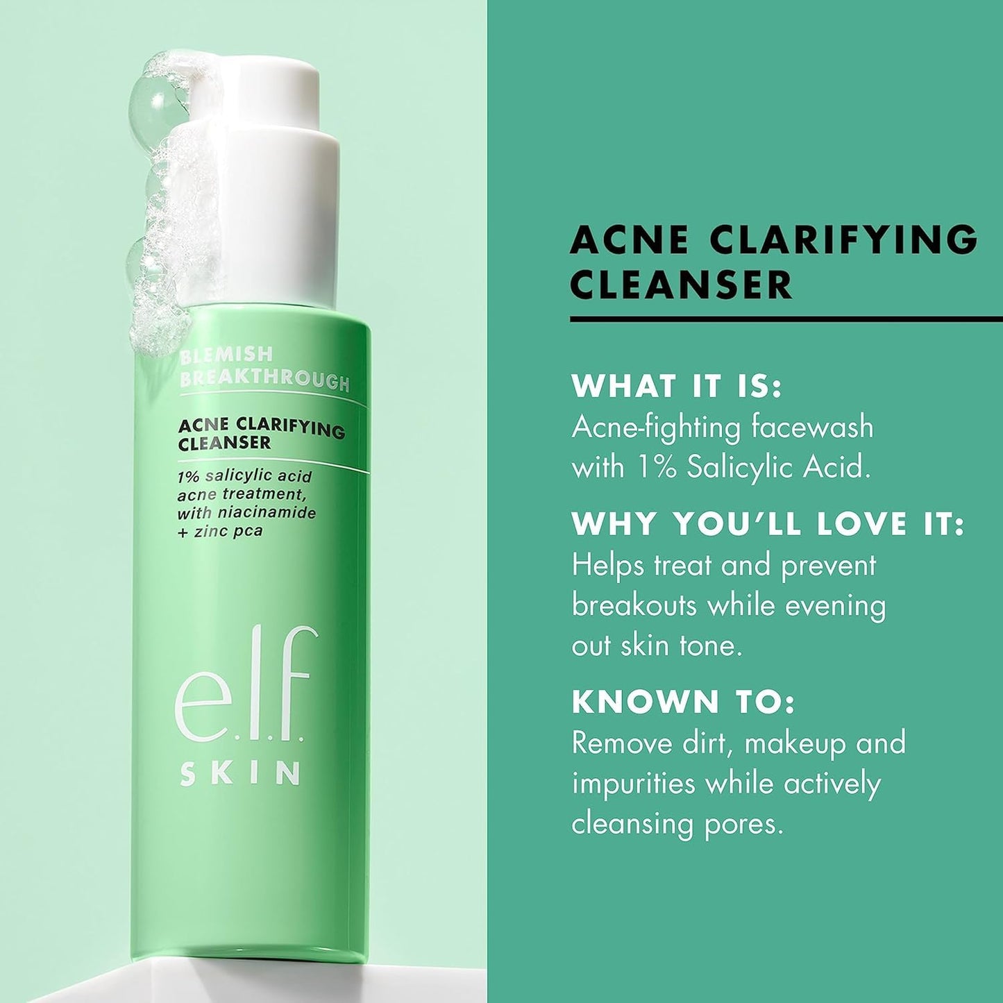e.l.f. SKIN Blemish Breakthrough Acne Clarifying Cleanser, 3.889 fl oz