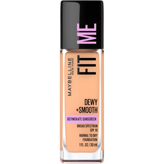 Maybelline Fit Me Dewy + Smooth Liquid Foundation Makeup with SPF 18, Buff Beige, 1 fl. oz.