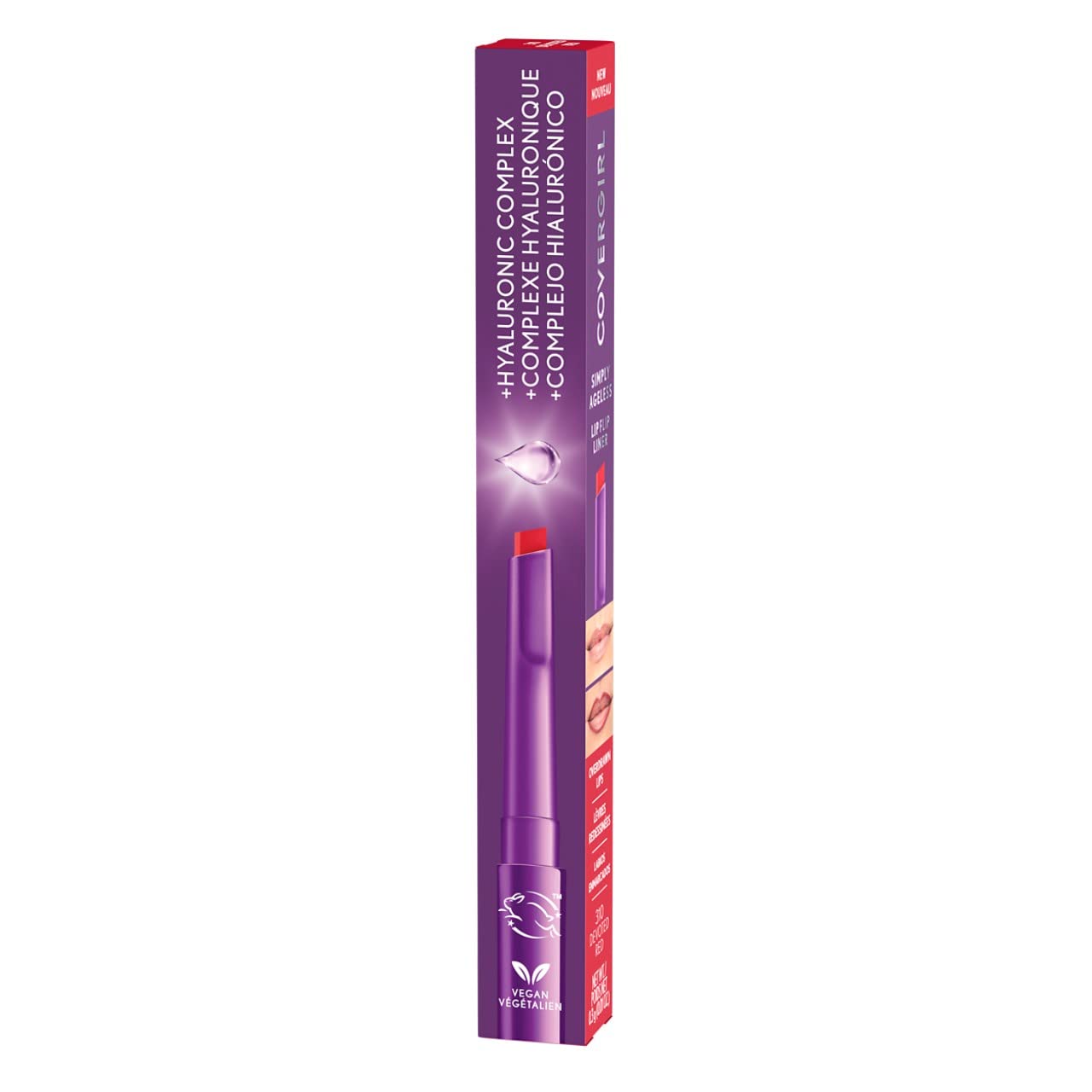 CoverGirl Simply Ageless Lip Flip Liner - Long Lasting Lip Liner - Devoted Red