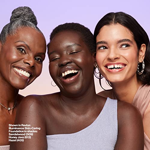 Base de maquillaje líquida Revlon Illuminance Skin-Caring, ácido hialurónico, fórmula hidratante y nutritiva de cobertura media, 517 Ámbar, 1 onza líquida