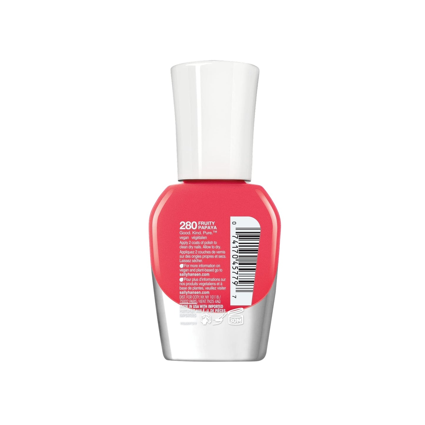 Sally Hansen Good.Kind.Pure. Vegan Nail Polish, Fruity Papaya, 0.33 oz, Vegan Nail Polish, Nail Polish, Clean Nail Polish, Plant Based