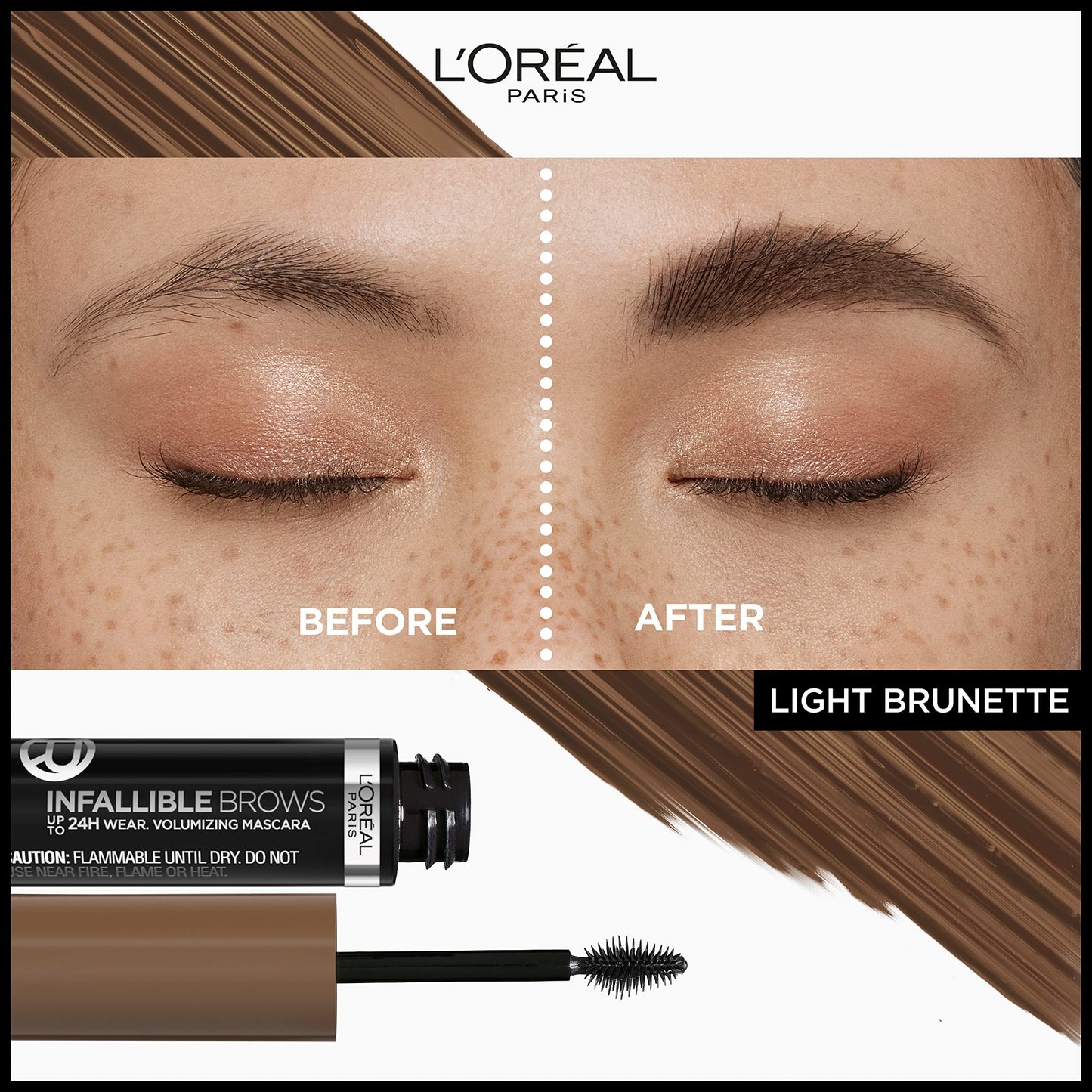 L'Oreal Paris Infallible Volumizing 24H Brow Mascara, Light Brunette, 0.13 fl oz