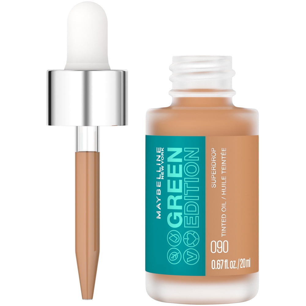 Maybelline Green Edition Superdrop Tinted Oil Makeup, Adjustable Coverage, 90, 0.67 fl. oz.