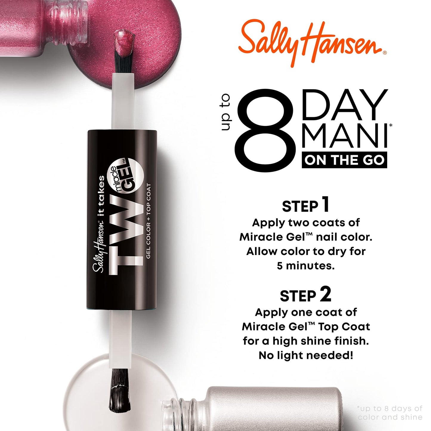 Sally Hansen Miracle Gel Nail Polish, It Takes Two, 900 Get Mod