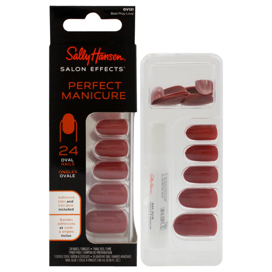 Sally Hansen Perfect Manicure Press on Nail Kit, Oval, Beet Pray Love, 24pcs