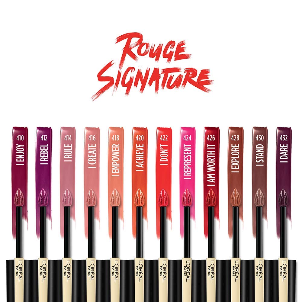 Tinte labial ligero mate L'Oréal Paris Rouge Signature, alta pigmentación, no me gusta