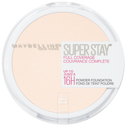 Maybelline Super Stay Full Coverage Powder Foundation Makeup, Matte Finish, Porcelain