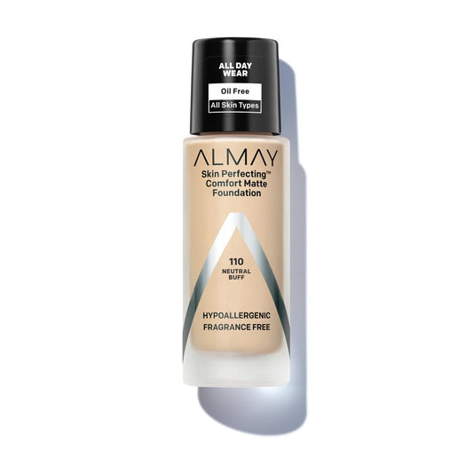 Almay Skin Perfecting Comfort Matte Liquid Foundation, 110 Neutral Buff, 1 fl oz